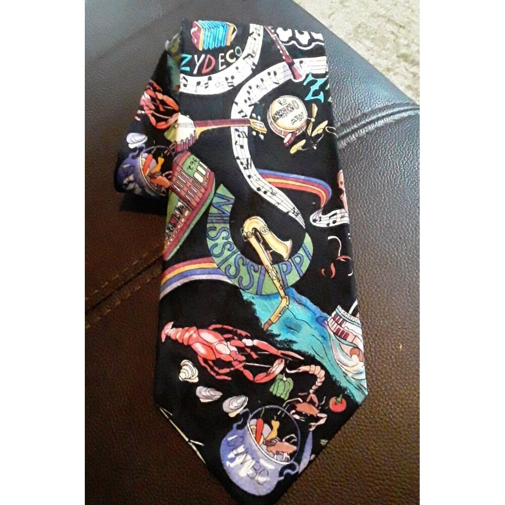 nichole miller mardt gras creole vintage tie silk 57 " vintage 1992
